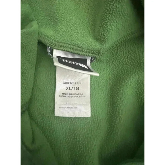 The North Face Girl's 1/4 Zip Green Fleece Pullover Warm Soft Layer Size XL - Picture 4 of 6